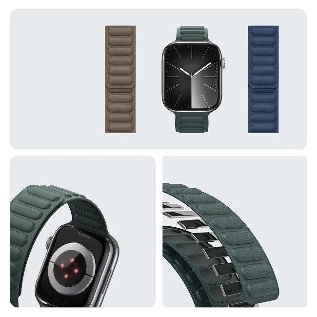 Dux Ducis Λουράκι Apple Watch 2 / 3 / 4 / 5 / 6 / 7 / 8 / 9 / SE / ULTRA 1 / ULTRA 2 - 42 / 44 / 45 / 49 mm Strap BL Μαγνητικό Υφασμάτινο - Green