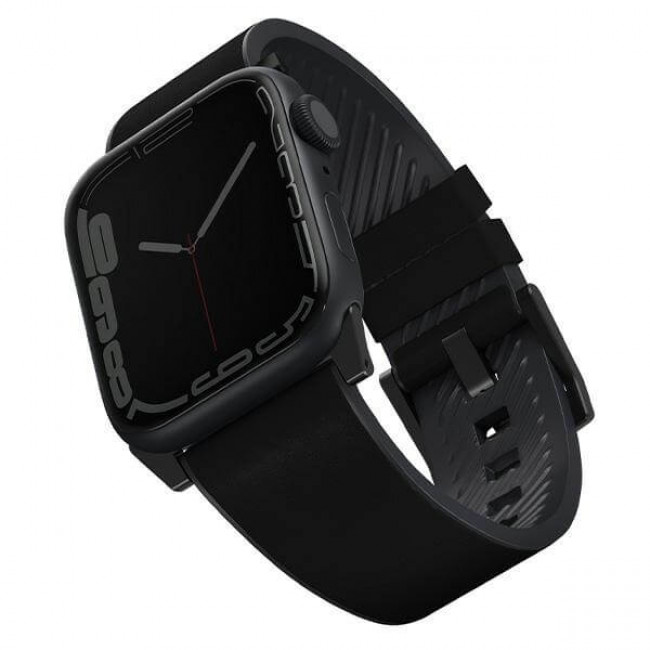 UNIQ Λουράκι Apple Watch 2 / 3 / 4 / 5 / 6 / 7 / 8 / 9 / SE / ULTRA 1 / ULTRA 2 - 42 / 44 / 45 / 49 mm Straden Δερμάτινο Υβριδικό Λουράκι - Black