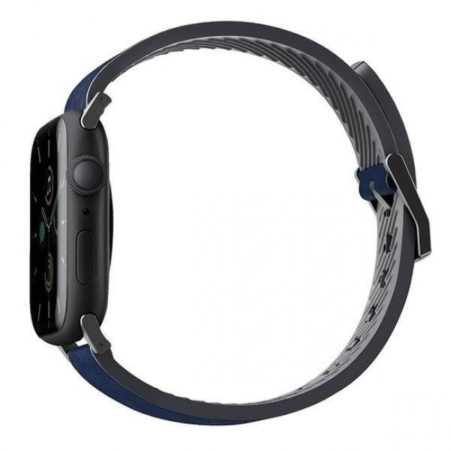 UNIQ Λουράκι Apple Watch 2 / 3 / 4 / 5 / 6 / 7 / 8 / 9 / SE / ULTRA 1 / ULTRA 2 - 42 / 44 / 45 / 49 mm Straden Δερμάτινο Υβριδικό Λουράκι - Blue