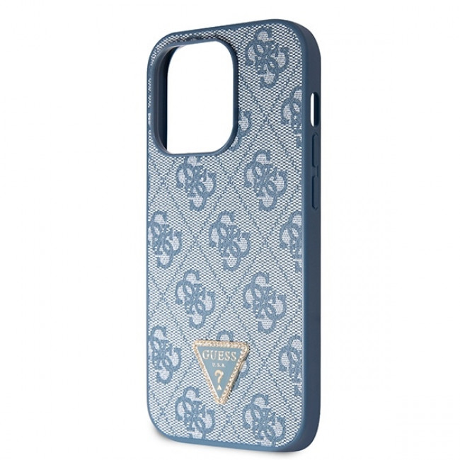 Guess iPhone 15 Pro - Crossbody 4G Metal Logo Θήκη με Επένδυση Συνθετικού Δέρματος και Λουράκι - Blue - GUHCP15LP4TDSCPB