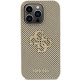 Guess iPhone 15 Pro Leather Perforated 4G Glitter Θήκη με Επένδυση Συνθετικού Δέρματος - Gold - GUHCP15LPSP4LGD