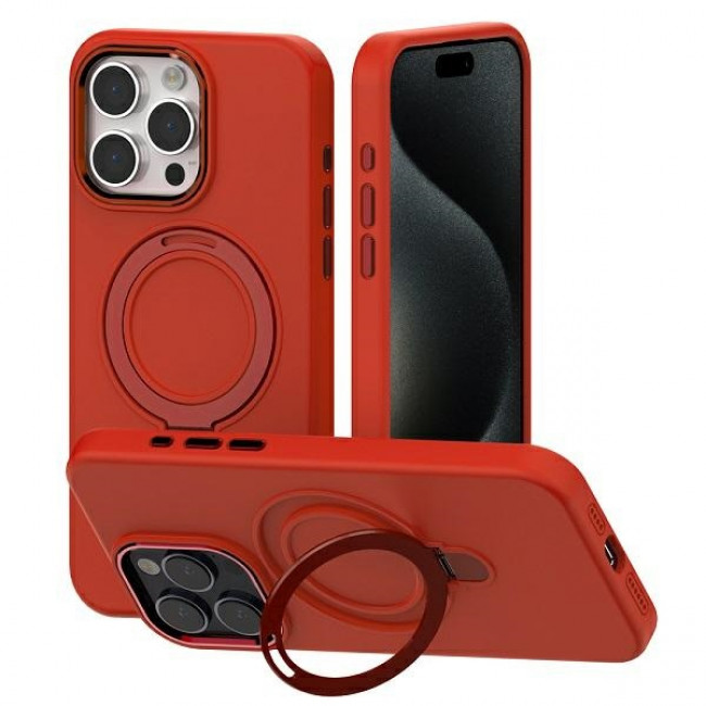 Mercury iPhone 15 Pro Max MagSafe Stand Silicone Θήκη Σιλικόνης με MagSafe και Stand - Red