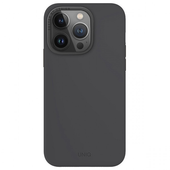 Uniq iPhone 15 Pro Lino Hue Magclick Θήκη Σιλικόνης με MagSafe - Charcoal Grey