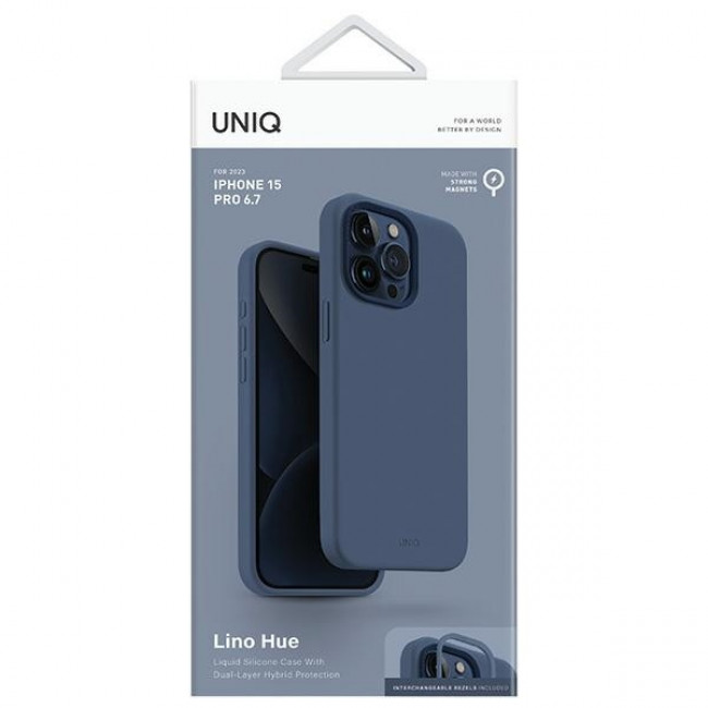 Uniq iPhone 15 Pro Max Lino Hue Magclick Θήκη Σιλικόνης με MagSafe - Navy Blue