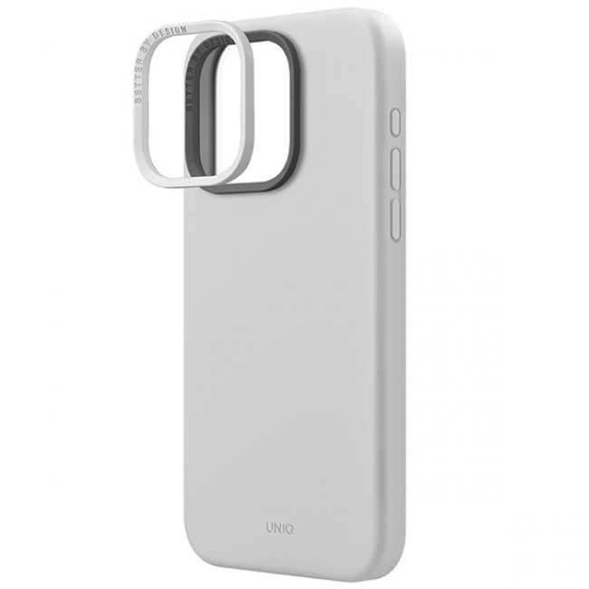 Uniq iPhone 15 Pro Max Lino Hue Magclick Θήκη Σιλικόνης με MagSafe - Chalk Grey