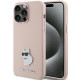 Karl Lagerfeld iPhone 15 Pro - Silicone Choupette Metal Pin Σκληρή Θήκη με Πλαίσιο Σιλικόνης - Pink - KLHCP15LSMHCNPP