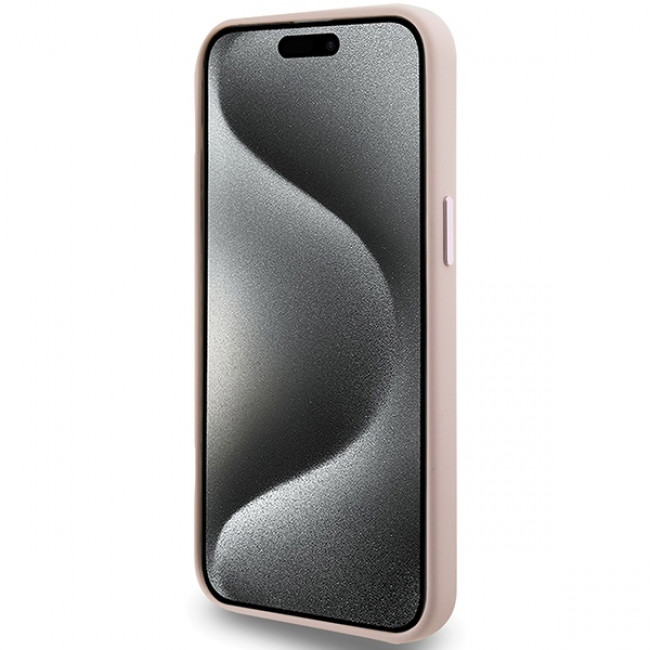 Karl Lagerfeld iPhone 15 Pro Max - Silicone Choupette Metal Pin Σκληρή Θήκη με Πλαίσιο Σιλικόνης - Pink - KLHCP15XSMHCNPP