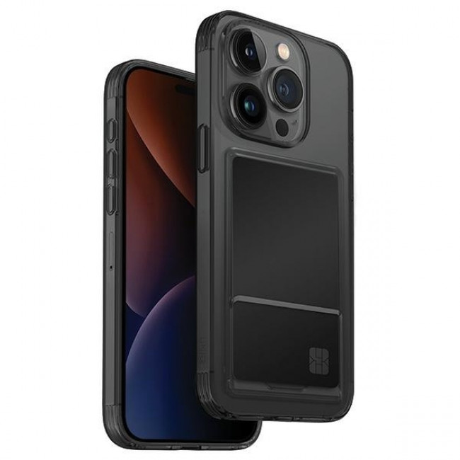 Uniq iPhone 15 Pro Max Air Fender ID Θήκη Σιλικόνης με Υποδοχή για Κάρτα - Smoked Grey