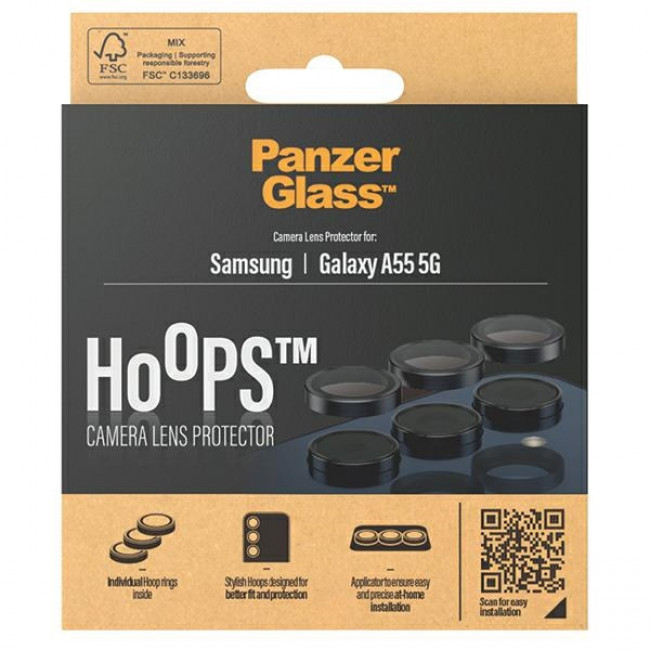 PanzerGlass Samsung Galaxy A55 5G Hoops Camera Lens Protector Αντιχαρακτικό Γυαλί για την Κάμερα - Black