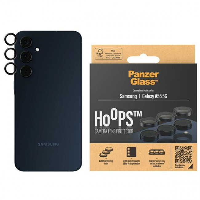 PanzerGlass Samsung Galaxy A55 5G Hoops Camera Lens Protector Αντιχαρακτικό Γυαλί για την Κάμερα - Black