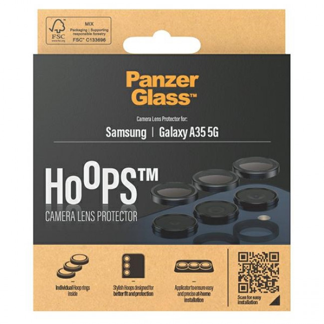 PanzerGlass Samsung Galaxy A35 5G Hoops Camera Lens Protector Αντιχαρακτικό Γυαλί για την Κάμερα - Black