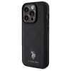 US Polo iPhone 15 Pro Yoke Pattern Θήκη με Επένδυση Συνθετικού Δέρματος - Black - USHCP15LPYOK