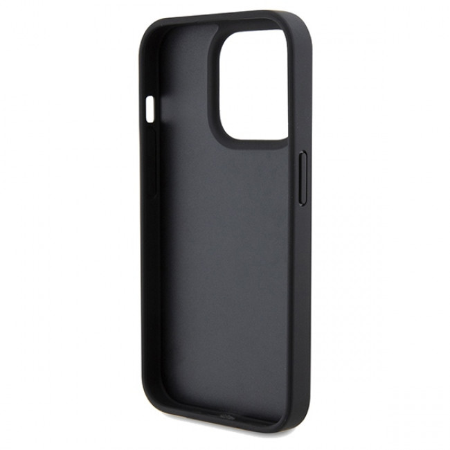 US Polo iPhone 15 Pro Yoke Pattern Θήκη με Επένδυση Συνθετικού Δέρματος - Black - USHCP15LPYOK