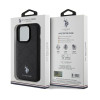 US Polo iPhone 15 Pro Yoke Pattern Θήκη με Επένδυση Συνθετικού Δέρματος - Black - USHCP15LPYOK