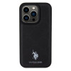 US Polo iPhone 15 Pro Yoke Pattern Θήκη με Επένδυση Συνθετικού Δέρματος - Black - USHCP15LPYOK