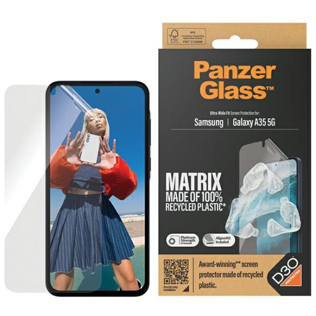 PanzerGlass Samsung Galaxy A35 5G Ultra-Wide Fit Matrix D3O Easy Aligner Προστατευτική Mεμβράνη Οθόνης - Clear