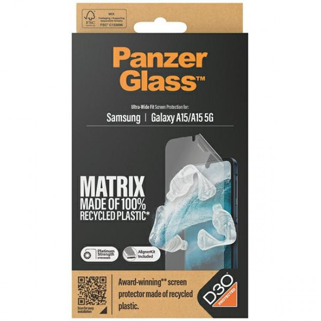 PanzerGlass Samsung Galaxy A15 4G / A15 5G Ultra-Wide Fit Matrix D3O Easy Aligner Προστατευτική Mεμβράνη Οθόνης - Clear