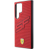 Ferrari Samsung Galaxy S24 Ultra Big SF Perforated Σκληρή Θήκη με Πλαίσιο Σιλικόνης και Επένδυση Συνθετικού Δέρματος - Red - FEHCS24LPINR