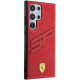 Ferrari Samsung Galaxy S24 Ultra Big SF Perforated Σκληρή Θήκη με Πλαίσιο Σιλικόνης και Επένδυση Συνθετικού Δέρματος - Red - FEHCS24LPINR