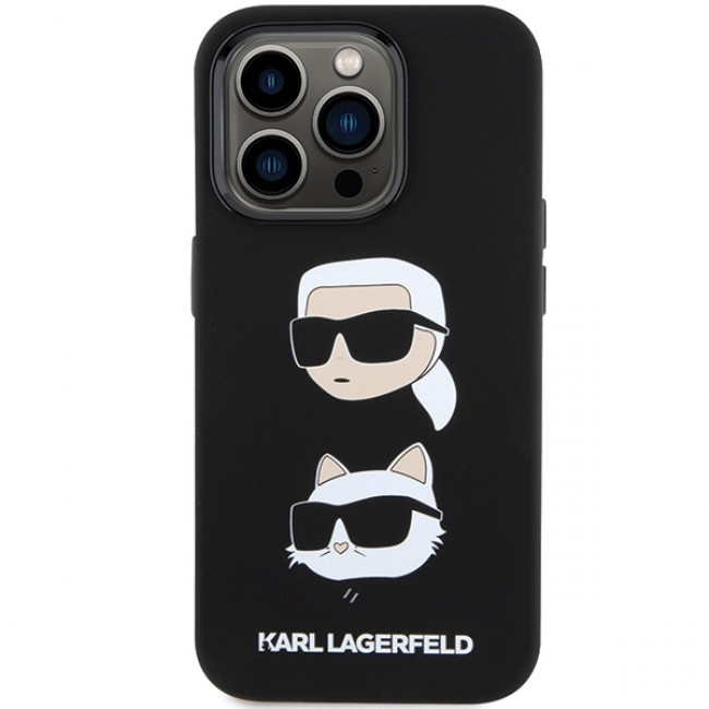 Karl Lagerfeld iPhone 15 Pro Silicone Karl and Choupette Head Σκληρή Θήκη με Πλαίσιο Σιλικόνης - Black - KLHCP15LSDHKCNK