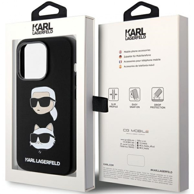 Karl Lagerfeld iPhone 15 Pro Silicone Karl and Choupette Head Σκληρή Θήκη με Πλαίσιο Σιλικόνης - Black - KLHCP15LSDHKCNK