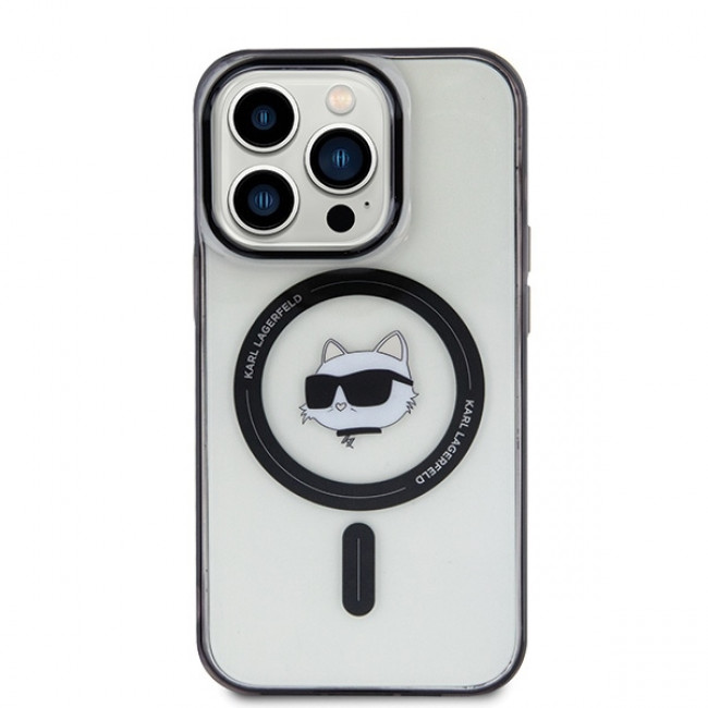 Karl Lagerfeld iPhone 15 Pro - IML Choupette`s Head Magsafe Σκληρή Θήκη με Πλαίσιο Σιλικόνης και MagSafe - Διάφανη - KLHMP15LHCHNOTK