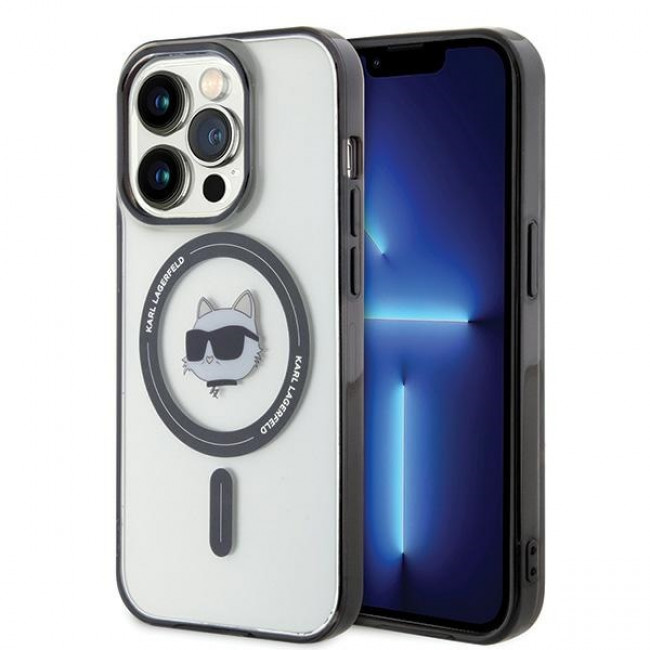 Karl Lagerfeld iPhone 15 Pro - IML Choupette`s Head Magsafe Σκληρή Θήκη με Πλαίσιο Σιλικόνης και MagSafe - Διάφανη - KLHMP15LHCHNOTK