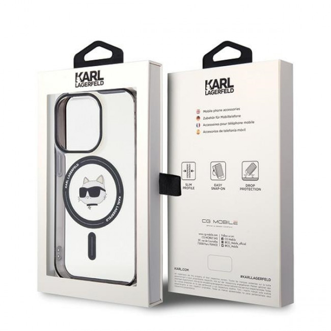 Karl Lagerfeld iPhone 15 Pro - IML Choupette`s Head Magsafe Σκληρή Θήκη με Πλαίσιο Σιλικόνης και MagSafe - Διάφανη - KLHMP15LHCHNOTK