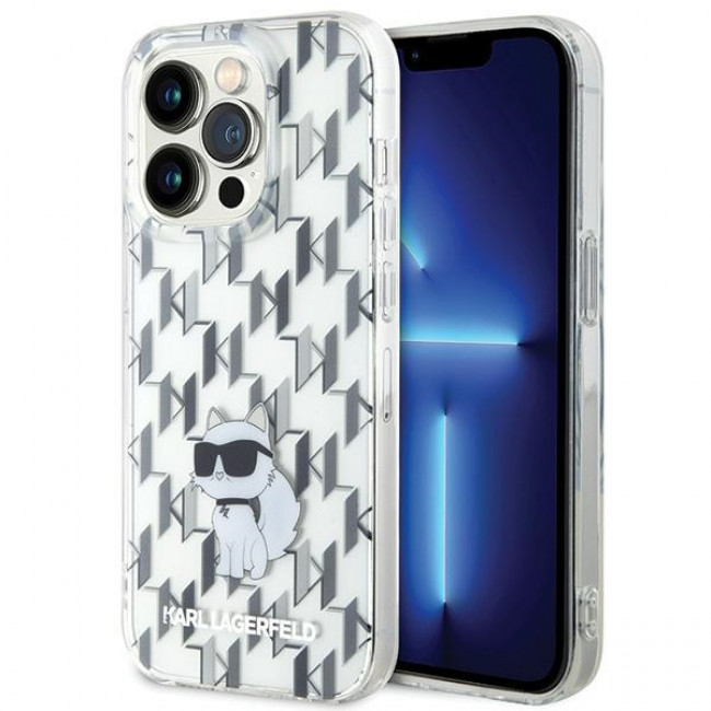 Karl Lagerfeld iPhone 15 Pro Monogram Choupette Σκληρή Θήκη με Πλαίσιο Σιλικόνης - Διάφανη - KLHCP15LHNCMKLT