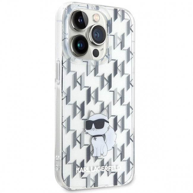 Karl Lagerfeld iPhone 15 Pro Monogram Choupette Σκληρή Θήκη με Πλαίσιο Σιλικόνης - Διάφανη - KLHCP15LHNCMKLT