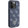 Guess iPhone 15 Pro - 4G Triangle Metal Logo Σκληρή Θήκη με Επένδυση Συνθετικού Δέρματος και Πλαίσιο Σιλικόνης - Blue - GUHCP15LPG4GPB