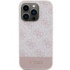 Guess iPhone 15 Pro - 4G Stripe Collection Θήκη με Επένδυση Συνθετικού Δέρματος - Pink - GUHCP15LG4GLPI