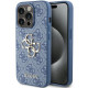 Guess iPhone 15 Pro - 4G Big Metal Logo Θήκη με Επένδυση Συνθετικού Δέρματος - Blue - GUHCP15L4GMGBL