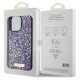 Guess iPhone 15 Pro Rhinestone Metal Logo Σκληρή Θήκη με Πλαίσιο Σιλικόνης - Purple - GUHCP15LPFGSBSP