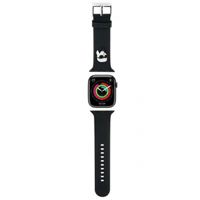 Karl Lagerfeld Λουράκι Apple Watch 2 / 3 / 4 / 5 / 6 / 7 / 8 / 9 / SE / SE 2 / ULTRA / ULTRA 2 - 42 / 44 / 45 / 49 mm 3D Rubber Karl Head Λουράκι Σιλικόνης - Black - KLAWLSLKNK