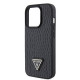 Guess iPhone 15 Pro Croco Triangle Metal Logo Θήκη με Επένδυση Συνθετικού Δέρματος και Πλαίσιο Σιλικόνης - Black - GUHCP15LPCRTHCK