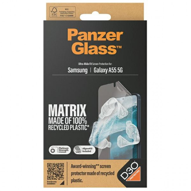 PanzerGlass Samsung Galaxy A55 5G Ultra-Wide Fit Matrix D3O Easy Aligner Προστατευτική Mεμβράνη Οθόνης - Clear