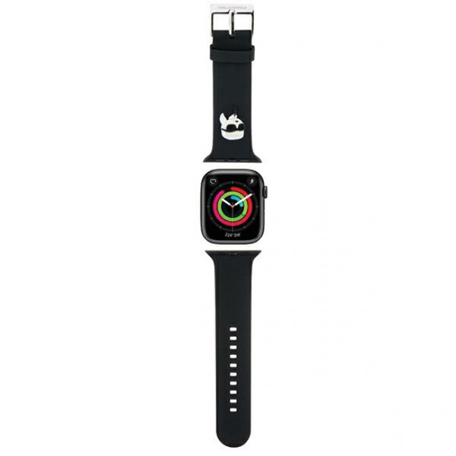 Karl Lagerfeld Λουράκι Apple Watch 4 / 5 / 6 / 7 / 8 / 9 / SE / SE 2 - 38 / 40 / 41 mm 3D Rubber Karl Head Λουράκι Σιλικόνης - Black - KLAWMSLKNK