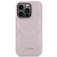 Guess iPhone 15 Pro - Quilted Metal Logo Θήκη με Επένδυση Συνθετικού Δέρματος - Pink - GUHCP15LPSQSQSP