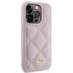 Guess iPhone 15 Pro - Quilted Metal Logo Θήκη με Επένδυση Συνθετικού Δέρματος - Pink - GUHCP15LPSQSQSP