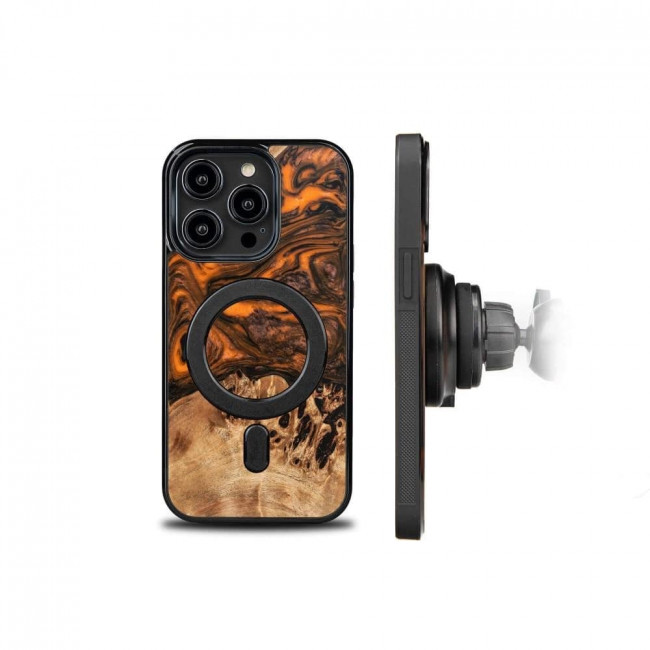 Bewood iPhone 15 Pro Unique Σκληρή Θήκη με Πλαίσιο Σιλικόνης και MagSafe - Orange / Black