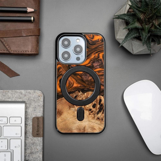 Bewood iPhone 15 Pro Unique Σκληρή Θήκη με Πλαίσιο Σιλικόνης και MagSafe - Orange / Black