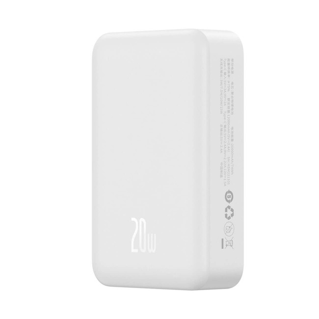 Baseus Magnetic Mini Ασύρματο MagSafe PowerBank 20000mAh 20W με Καλώδιο Type-C to Type-C - White - PPCX150002