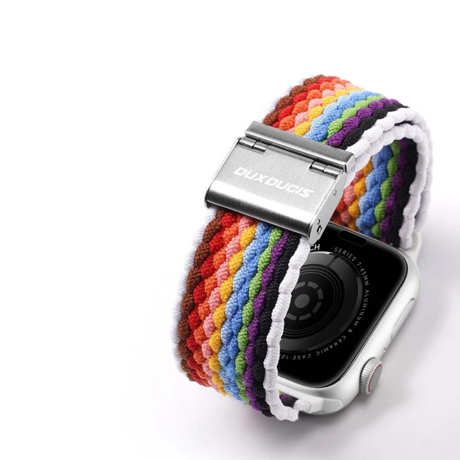 Dux Ducis Λουράκι Apple Watch 2 / 3 / 4 / 5 / 6 / 7 / 8 / 9 / 10 / SE - 38 / 40 / 41 / 42 mm Braided Band Mixture II Version από Νάιλον - Pale Stripes - Multicolor