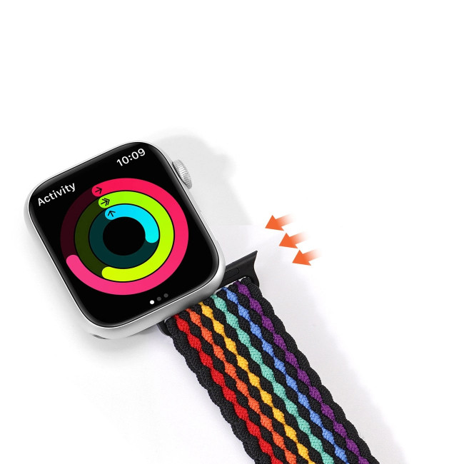 Dux Ducis Λουράκι Apple Watch 2 / 3 / 4 / 5 / 6 / 7 / 8 / 9 / SE - 38 / 40 / 41 mm Braided Band Mixture II Version από Νάιλον - Dark Stripes - Multicolor