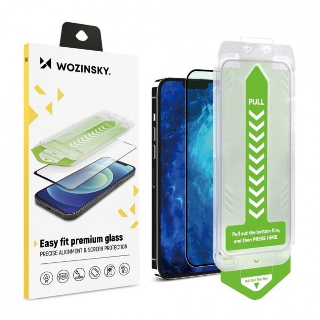 Wozinsky iPhone 15 Pro Easy Fit Premium Glass 9H 0.62 mm Full Screen Tempered Glass Αντιχαρακτικό Γυαλί Οθόνης - Black