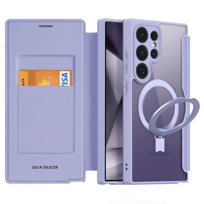 Dux Ducis Samsung Galaxy S24 Ultra Skin X Pro Magnetic Ring Flip Case Θήκη Βιβλίο με MagSafe και Stand - Purple