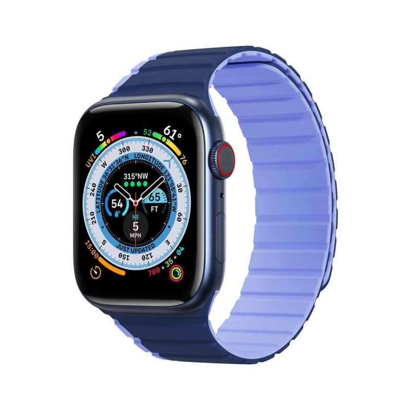 Dux Ducis Λουράκι Apple Watch 2 / 3 / 4 / 5 / 6 / 7 / 8 / 9 / SE / ULTRA 1 / ULTRA 2 - 42 / 44 / 45 / 49 mm Magnetic Strap LD Version Μαγνητικό Σιλικόνης - Blue