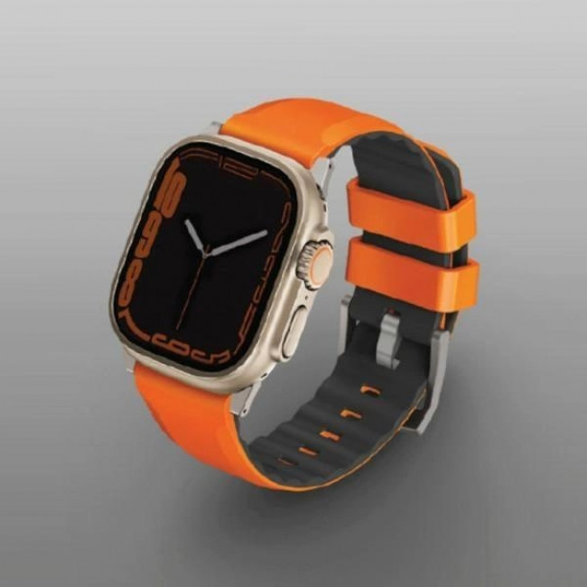 UNIQ Λουράκι Apple Watch 2 / 3 / 4 / 5 / 6 / 7 / 8 / 9 / SE / SE 2 / ULTRA / ULTRA 2 - 42 / 44 / 45 / 49 mm Linus Airosoft Σιλικόνης - Orange / Volt Orange