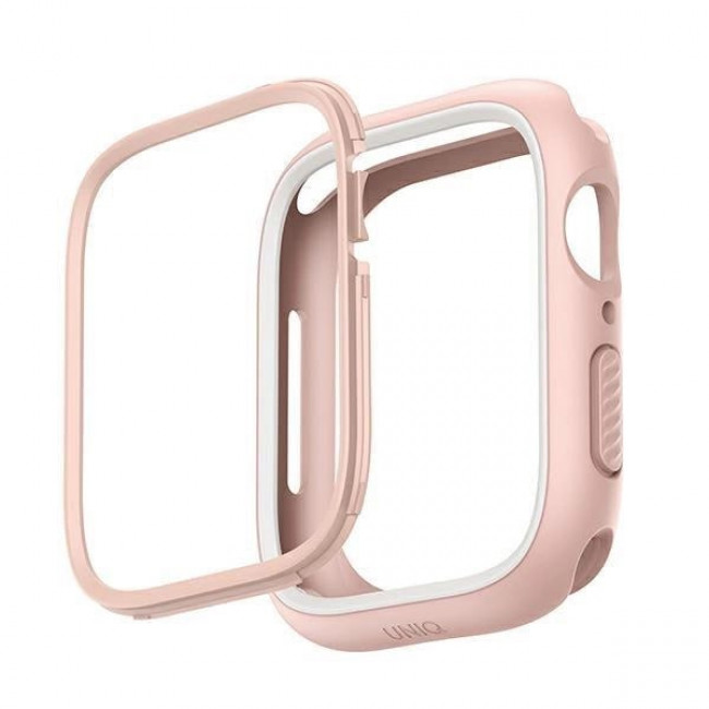 UNIQ Θήκη Apple Watch 4 / 5 / 6 / 7 / 8 / 9 / SE / SE 2 - 44 / 45 mm Moduo με 2 Εναλλάξιμα Πλαίσια - White / Pink Blush